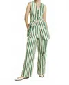 Aureum Bree Striped Wide Leg Pants In Green In Green