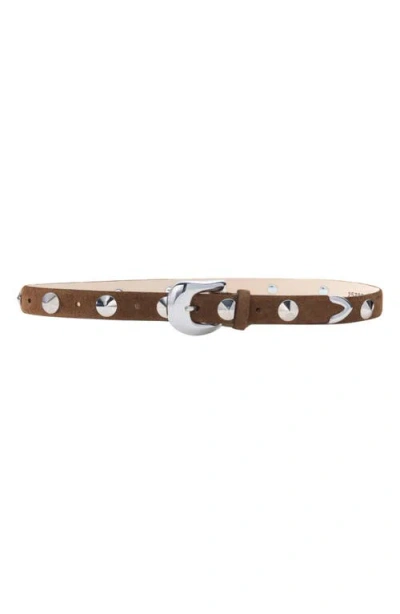 Aureum Studded Belt In Chocolate And Silver