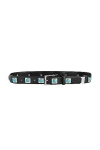 Aureum Studded Belt In Black Silver Turquoise Enamel