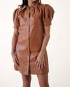 Aureum Tessa Vegan Leather Mini Dress In Brown In Brown