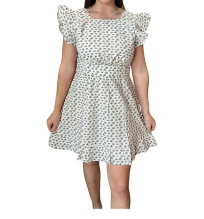 Aureum Tie Back Mini Dress In Blue In White