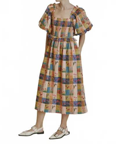 Aureum Tile Print Midi Dress In Multicolor