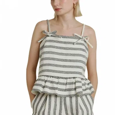 Aureum Tweed Peplum Camisole Top In Black In White