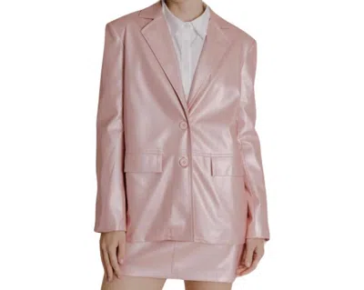 Aureum Vegan Leather Blazer In Metallic Pink In Multi