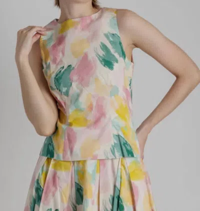 Aureum Watercolor Sleeveless Top In Multi