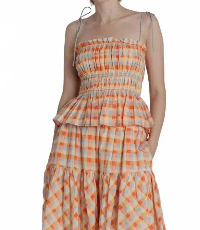 Aureum Women's Besenia Plaid Top In Orange In Multi