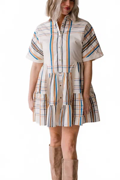 Aureum Women's Delaney Plaid Mini Shirt Dress In Cream In Neutral