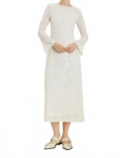 Aureum Women's Floral Knit Maxi Dress In White