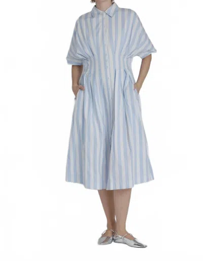 Aureum Women's Striped Pleated Midi Dress In Powder Blue