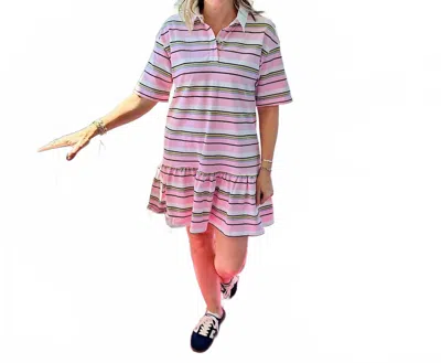 Aureum Women's Striped Polo Mini Dress In Pink In Multi