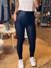 Aurora Leka Shiny High-waisted Pants In Black In Blue