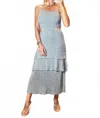Aurora Paulina Lurex Crochet Dress In Silver In Blue
