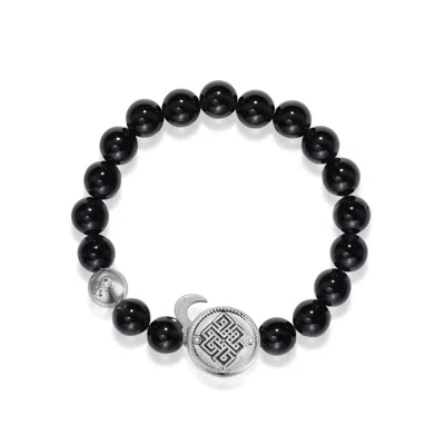 Aurozia Women's Black / Gold Three Charms Venus Bound White Gold Plated The Endless Love Knot And Venus Coin In Black/gold