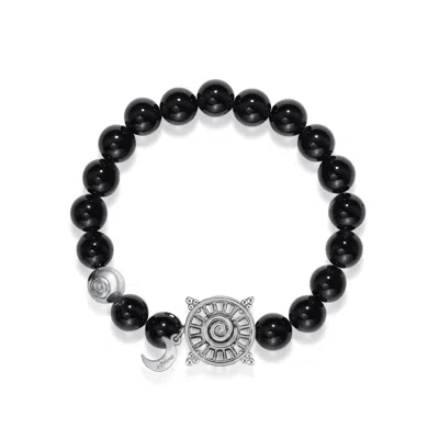 Aurozia Women's Black / Silver Three Charms Solar Meridian Whitegold Plated Sundial And The Sun Coin Black A In Brown