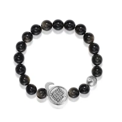 Aurozia Women's Black / Silver Three Charms Venus Bound White Gold Plated The Endless Love Knot And Venus Co In Black/silver