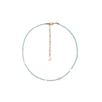 Aurozia Women's Blue Daughter Of Ra God Evil Eye Color Crystal Choker Necklace & Bracelet Amazonite