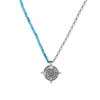 Aurozia Women's Blue / Silver Three Charms Solar Meridian The Sun Crystle Beaded Necklace Turquoise In Multi