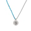 Aurozia Women's Blue / Silver Three Charms Venus Bound The Endless Love Knot Crystal Beaded Necklace Turquoi In Multi