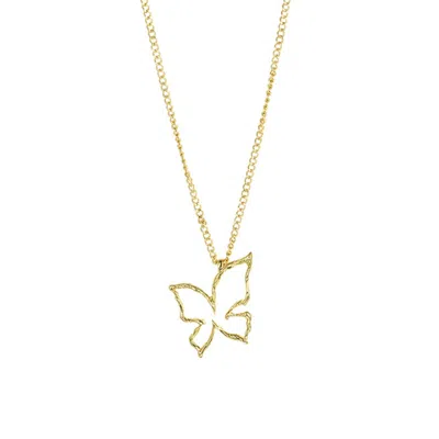 Aurozia Women's Butterfly Hand Engraved Golden Pendant Necklace