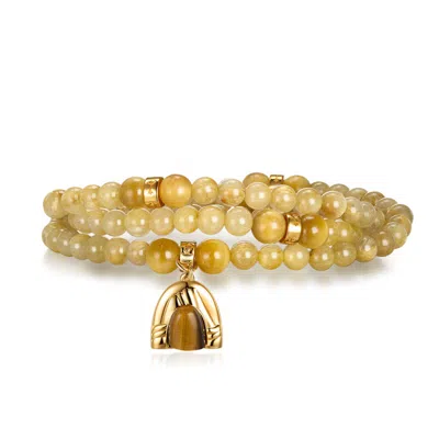 Aurozia Women's Five Elements Earth/ Gold Vermeil Golden Ritualized Quartz Tiger Eye Earth Mountain Pendant 