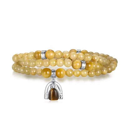 Aurozia Women's Five Elements Earth/ Sterling Silver  Golden Ritualized Quartz Tiger Eye Earth Mountain Pend