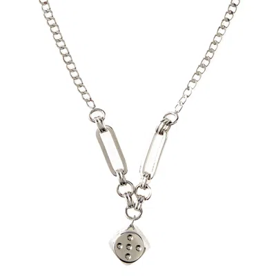 Aurozia Women's Fortune Unfolds  Lucky Dice Necklace Silver
