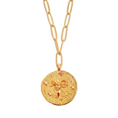Aurozia Women's Gold Constellations Aries Double-sided Customized Coin Necklace