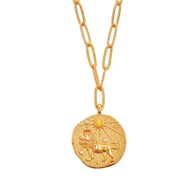 Aurozia Women's Gold Constellations Leo Double-sided Coin Necklace