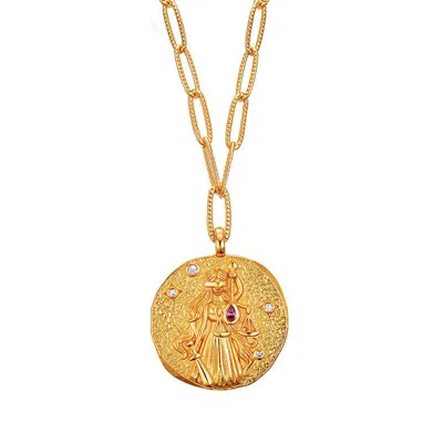 Aurozia Women's Gold Constellations Libra Double-sided Coin Necklace