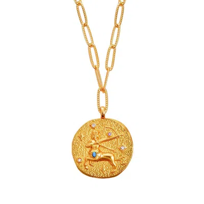 Aurozia Women's Gold Constellations Sagittarius Double-sided Coin Necklace