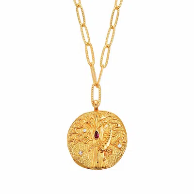 Aurozia Women's Gold Constellations Scorpio Double-sided Coin Necklace