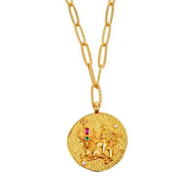Aurozia Women's Gold Constellations Taurus Double-sided Coin Necklace