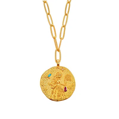 Aurozia Women's Gold Constellations Virgo Double-sided Coin Necklace