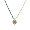 Aurozia Women's Gold / Green Three Charms Solar Meridian The Sun Crystle Beaded Necklace Malachite In Multi