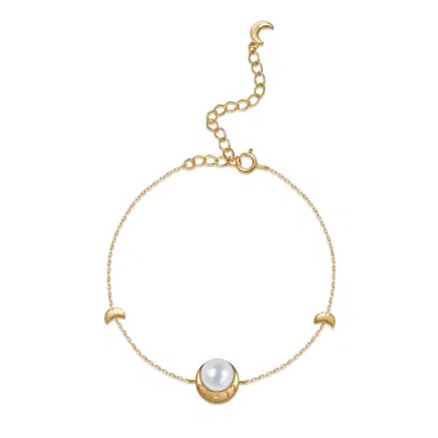 Aurozia Women's Gold Moonlit Grace Lunar Phase& Moon Minimalist Pearl Bracelet