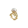 Aurozia Women's Gold Pearlwing Big Pearl Coral Ring In Gold