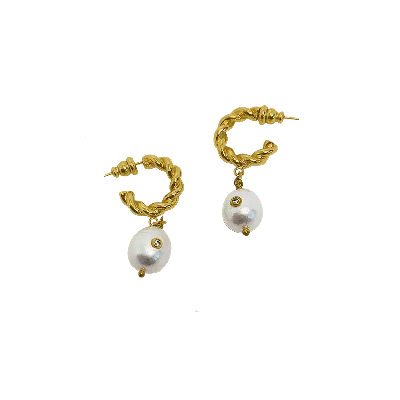 Aurozia Women's Gold Pearlwing Diamond Pearl Spin Earrings