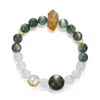 Aurozia Women's Gold Radiant Uprise Lunar Phase& Moon Green Lepidolite Moonstone Crystal Bracelet In Gold