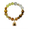 Aurozia Women's Gold / Silver Five Elements Earth Tiger Eye Earth Mountain Pendant Crystal Bracelet In Multi