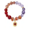 Aurozia Women's Gold / Silver Five Elements Fire Garnet The Sun Firebird Pendant Crystal Bracelet In Purple