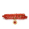 Aurozia Women's Gold / Silver Five Elements Fire Red Color Healing Garnet The Sun Firebird Pendant  Three La In Red