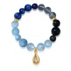 Aurozia Women's Gold / Silver Five Elements Water Aquamarine Waterdrop Pendant Crystal Bracelet In Blue