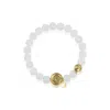 Aurozia Women's Gold / Silver Three Charms Sundial & Lotus & The Endless Love Knot Moonstone Beaded Bracelet In Metallic