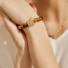 Aurozia Women's Gold / Silver Three Charms Sundial & Lotus & The Endless Love Knot Yellow Tiger's Eye Beaded In Brown