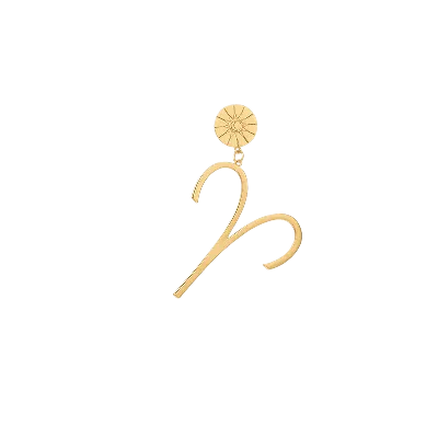 Aurozia Women's Gold The Zodiac Art Aries Statement Earring