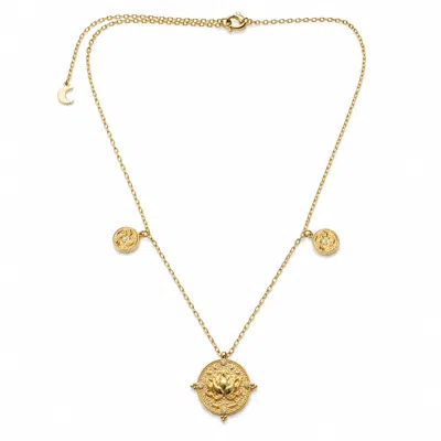 Aurozia Women's Lotus Within Gold Vermeil Lotus & Fish Coin Necklace