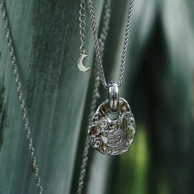 Aurozia Women's Silver Flying Bird Love Odyssey Platinum Plated Ancient Bronze Phoenix Coin Necklace