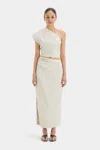 Sir Affogato Asymmetric Midi Skirt In Ecru