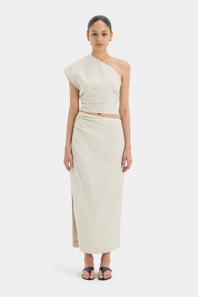 Sir Affogato Asymmetric Midi Skirt In White