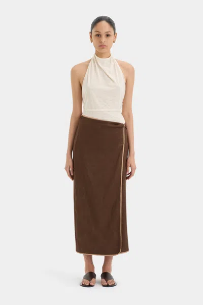 Sir Affogato Twist Midi Skirt In Chocolate